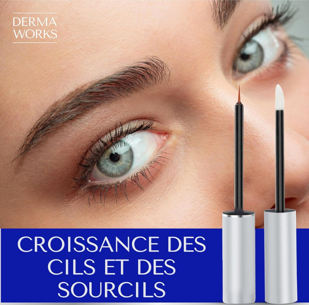 SERUM CILS CROISSANCE 3Ml + SERUM SOURCILS POUSSE 5Ml – Duo Sérum Naturel Croissance Rapide Pour Regard Intense – Longueur Des Cils Et Densité Des Sourcils – Femmes Et Hommes –
