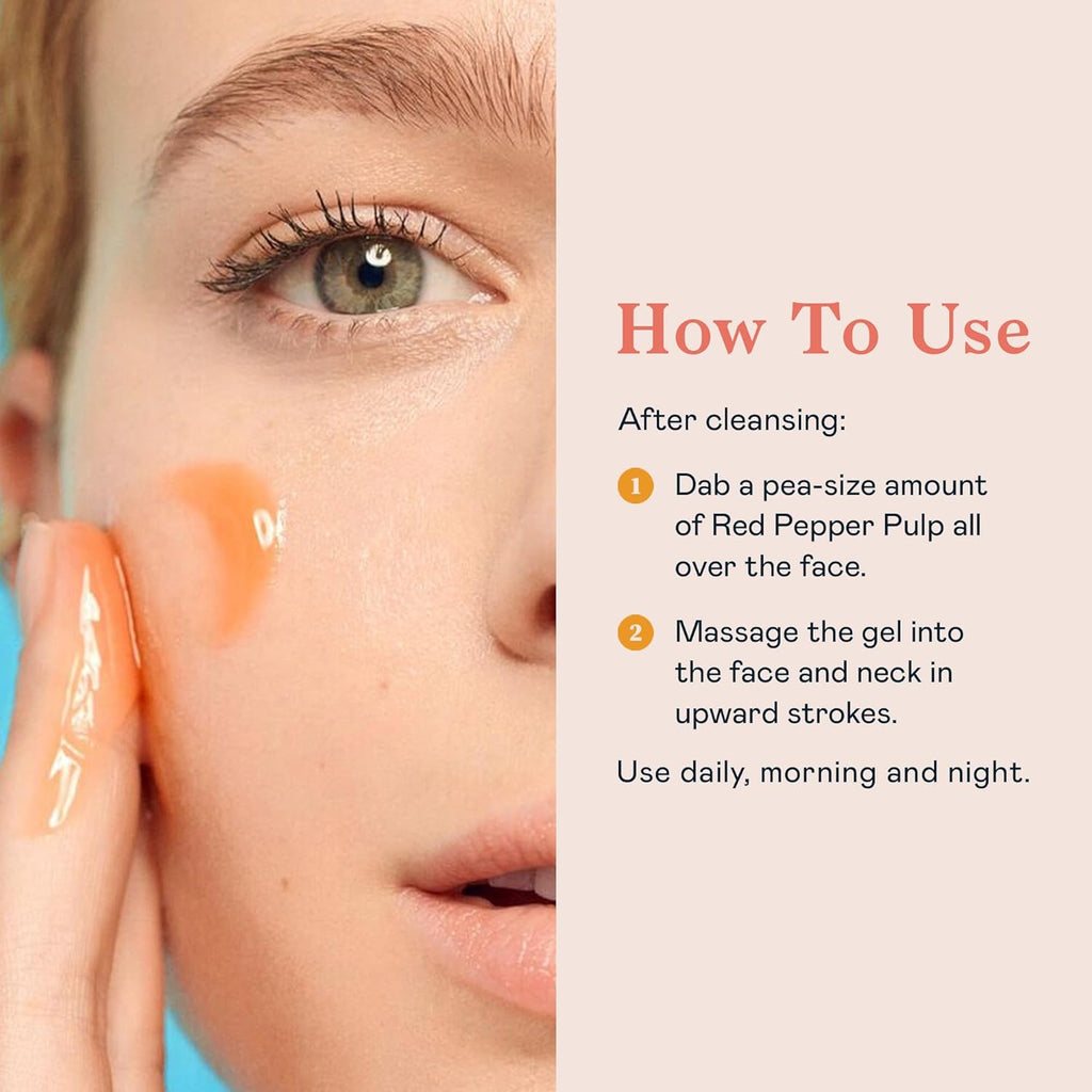 Red Pepper Pulp Hydrating & Energizing Gel - Facial Moisturizer for Brightened, Refreshed & Plumped Skin - Radiance Boosting Moisturizing Cream - Korean Skin Therapy