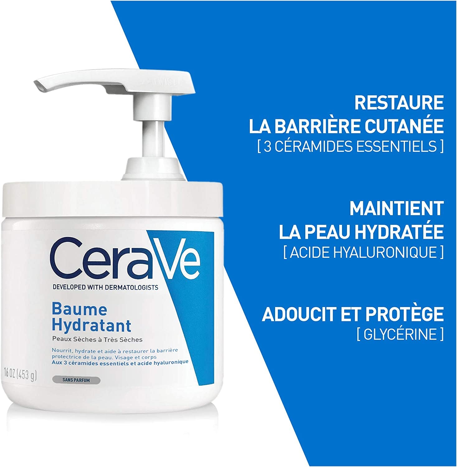 - Baume Hydratant Corps Et Visage - Peau Sèche, Très Sèche Et Atopique - 48H D'Hydratation - Acide Hyaluronique + 3 Céramides - Texture Riche, Non Collante - Sans Parfum, Non Comédogène