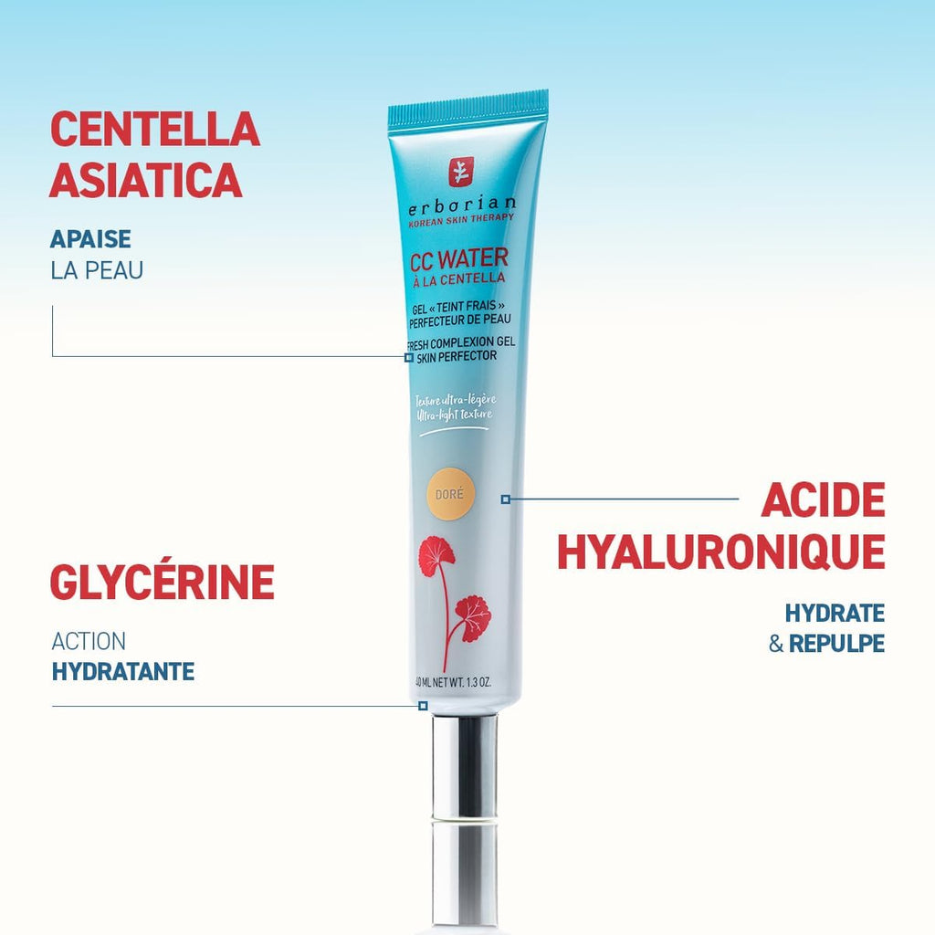 - Crème Teintée CC Water À La Centella Asiatica - Soin Visage Perfecteur De Peau Avec Acide Hyaluronique - Texture Gel Ultra Légère Et Fraîche - Soin Cosmétique Coréen
