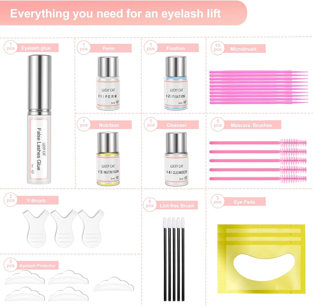 Kit Rehaussement De Cils, Eyelash Lift Et Brow Lift Kit Rehaussement Cils Professionnel, Lash Perming Adapté Pour Un Usage En Salon Et À La Maison