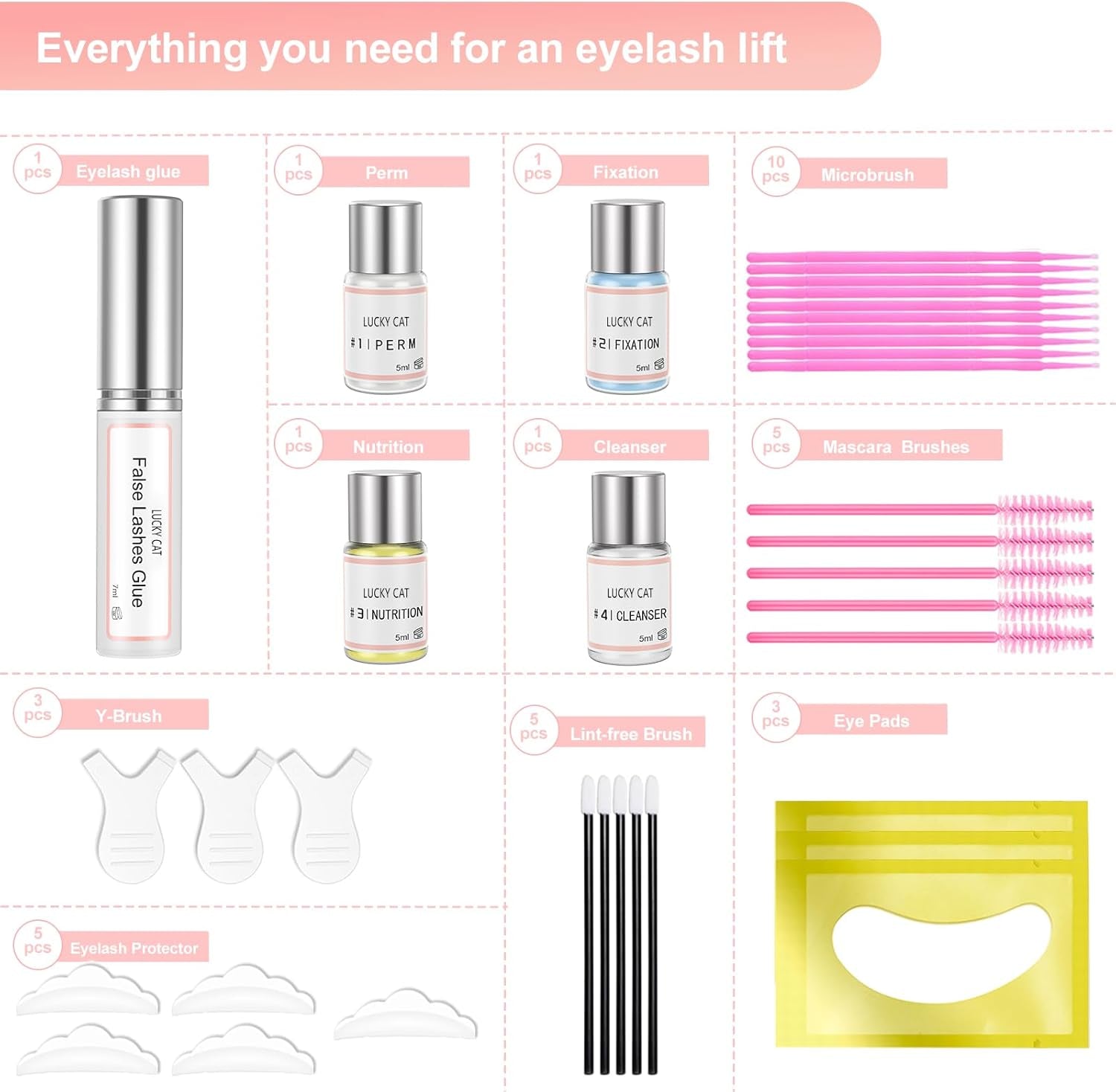 Kit Rehaussement De Cils, Eyelash Lift Et Brow Lift Kit Rehaussement Cils Professionnel, Lash Perming Adapté Pour Un Usage En Salon Et À La Maison