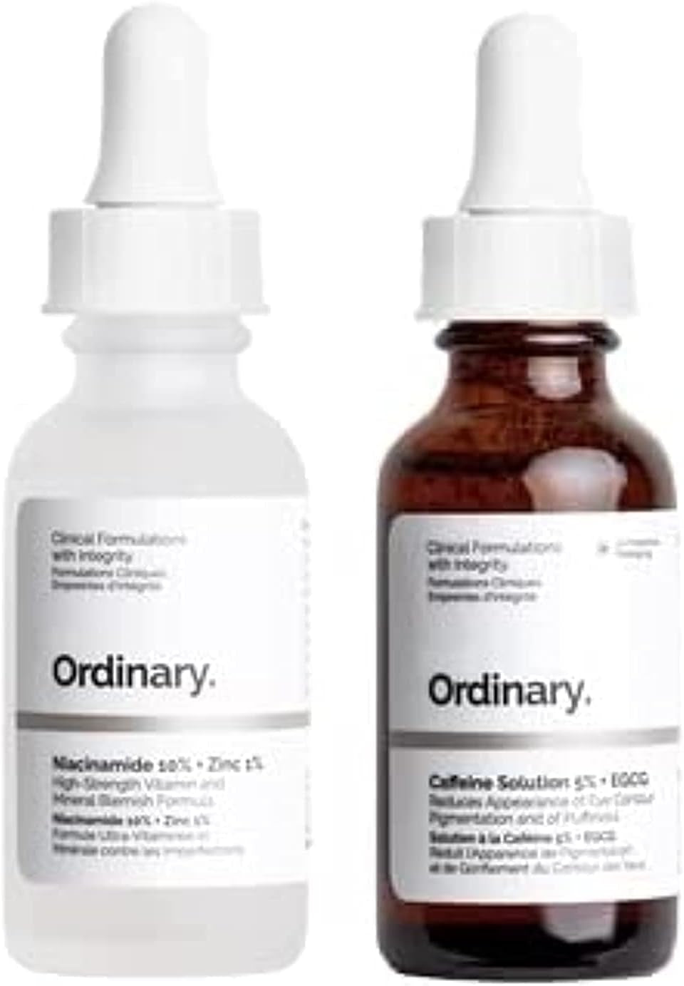 The Ordinary the New Ordinary Lot De 2 Paquets De Niacinamide 10 % + Zinc 1 % Et Solution De Caféine 5 % + Sérum De Contrôle De L'Huile EGCG 30 Ml