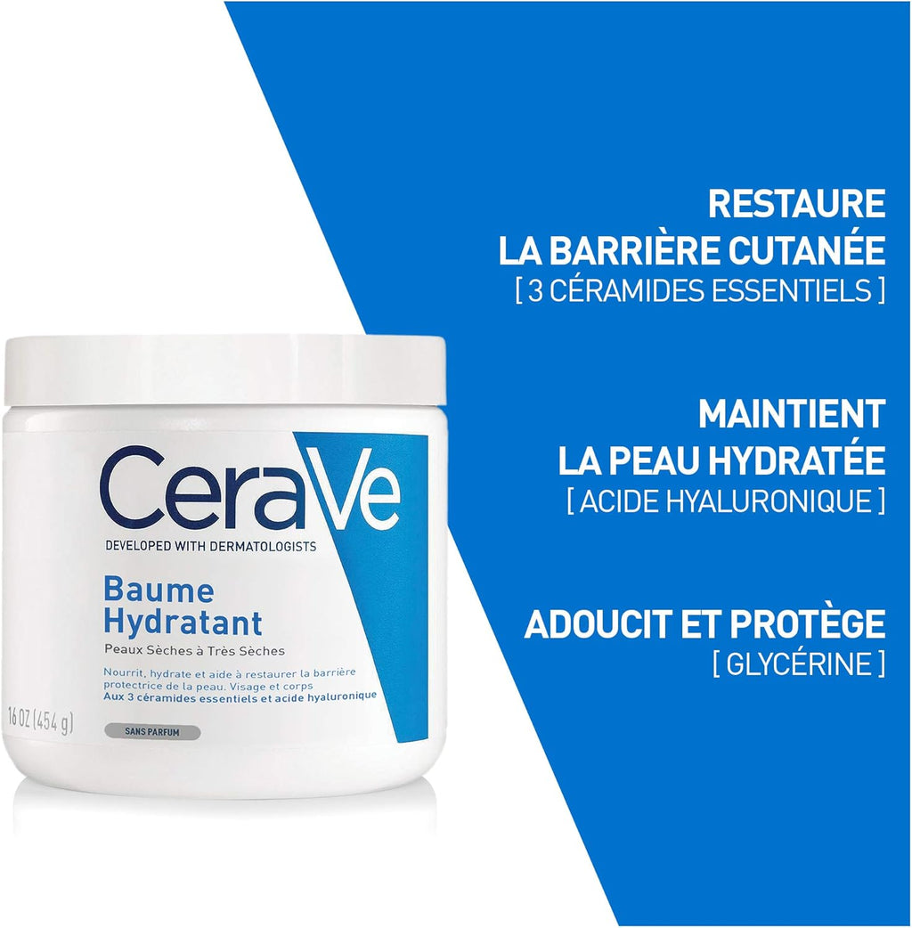 - Baume Hydratant Corps Et Visage - Peau Sèche, Très Sèche Et Atopique - 48H D'Hydratation - Acide Hyaluronique + 3 Céramides - Texture Riche, Non Collante - Sans Parfum, Non Comédogène
