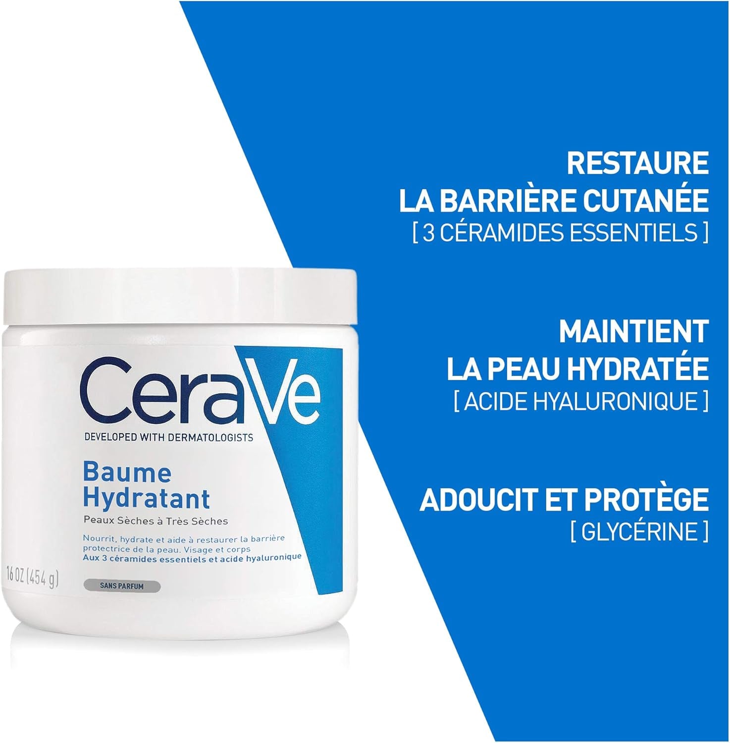 - Baume Hydratant Corps Et Visage - Peau Sèche, Très Sèche Et Atopique - 48H D'Hydratation - Acide Hyaluronique + 3 Céramides - Texture Riche, Non Collante - Sans Parfum, Non Comédogène