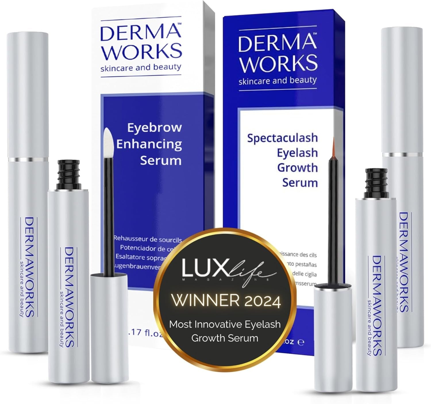 SERUM CILS CROISSANCE 3Ml + SERUM SOURCILS POUSSE 5Ml – Duo Sérum Naturel Croissance Rapide Pour Regard Intense – Longueur Des Cils Et Densité Des Sourcils – Femmes Et Hommes –