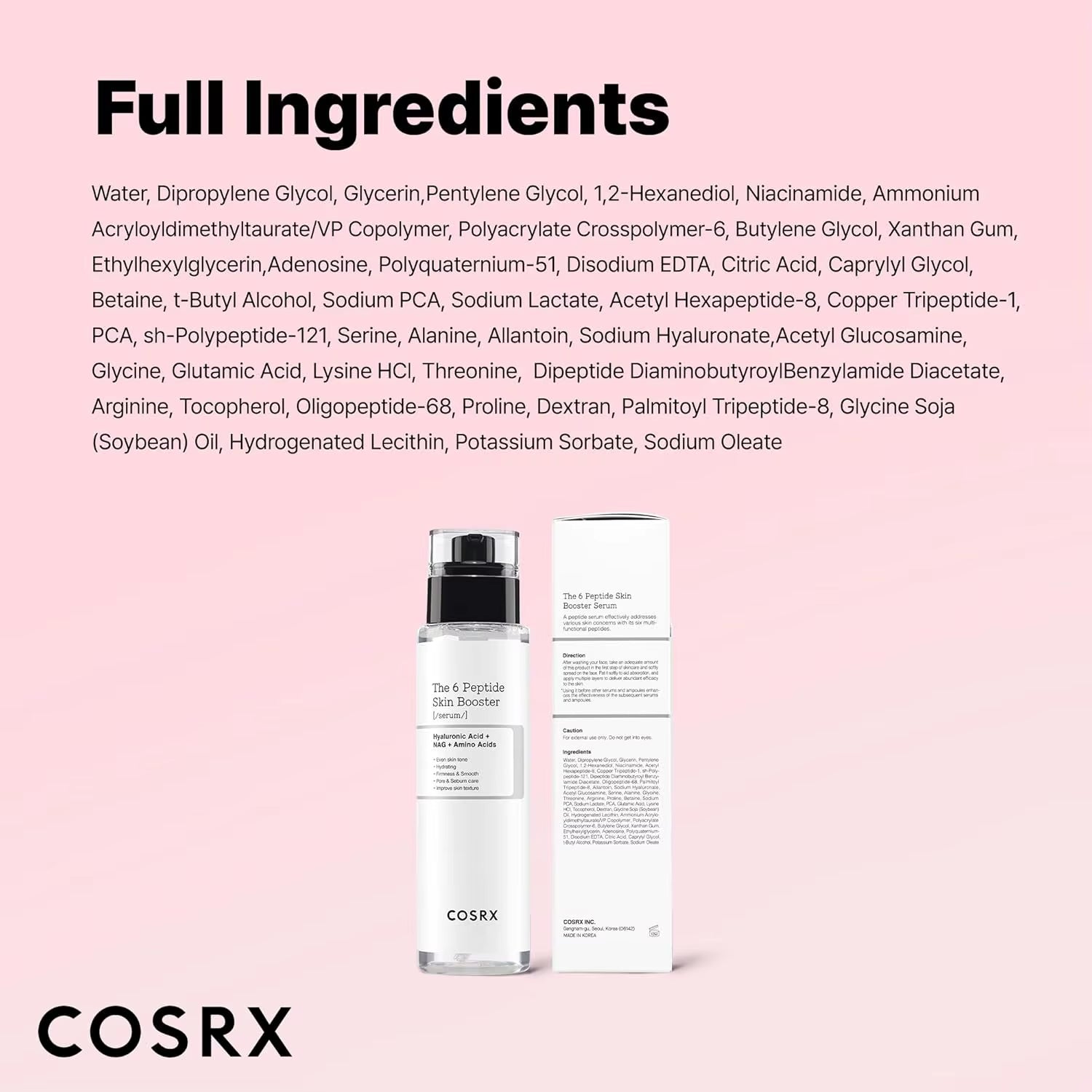 COSRX 6X Peptide Collagen Boosting Toner, Niacinamide & Hyaluronic Acid for All Skin Types, Korean Skincare