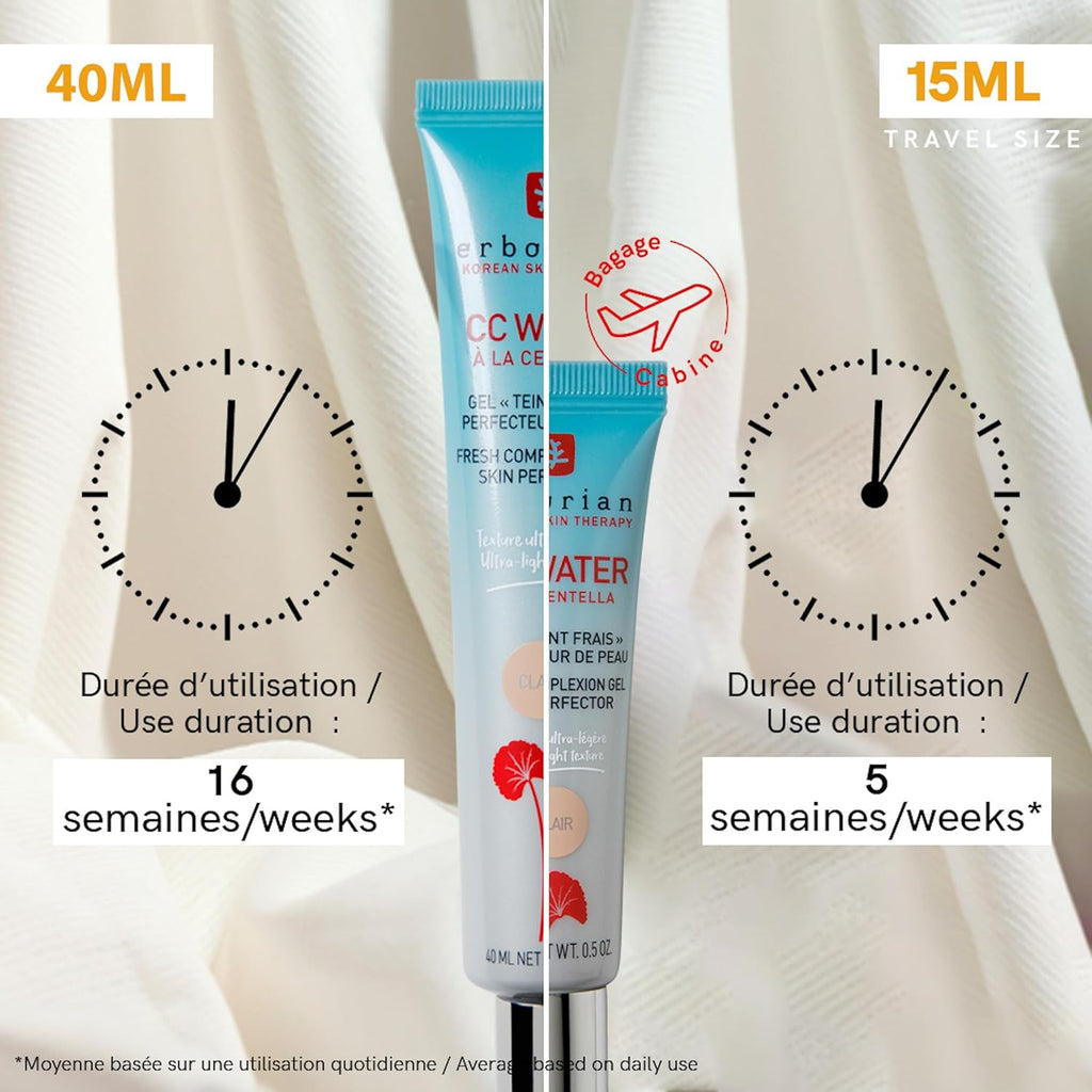 - Crème Teintée CC Water À La Centella Asiatica - Soin Visage Perfecteur De Peau Avec Acide Hyaluronique - Texture Gel Ultra Légère Et Fraîche - Soin Cosmétique Coréen