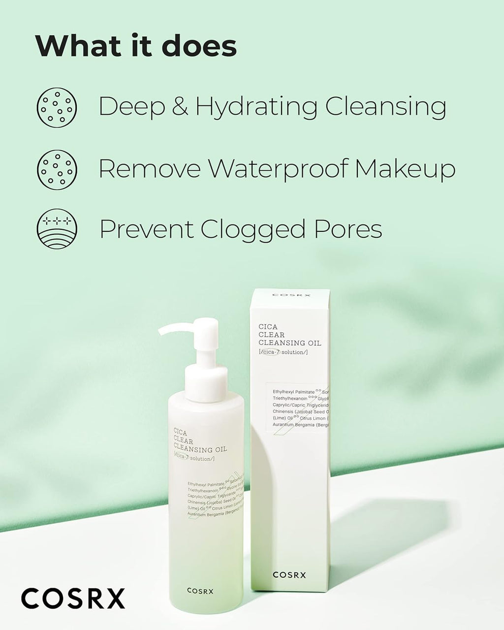 Pure Fit Cica Cleansing Oil, 6.76 Fl. Oz / 200Ml | Light Weight Oil Purifying Centella for Sensitive Skin | CICA-7 Complex, Jojoba Seed Oil