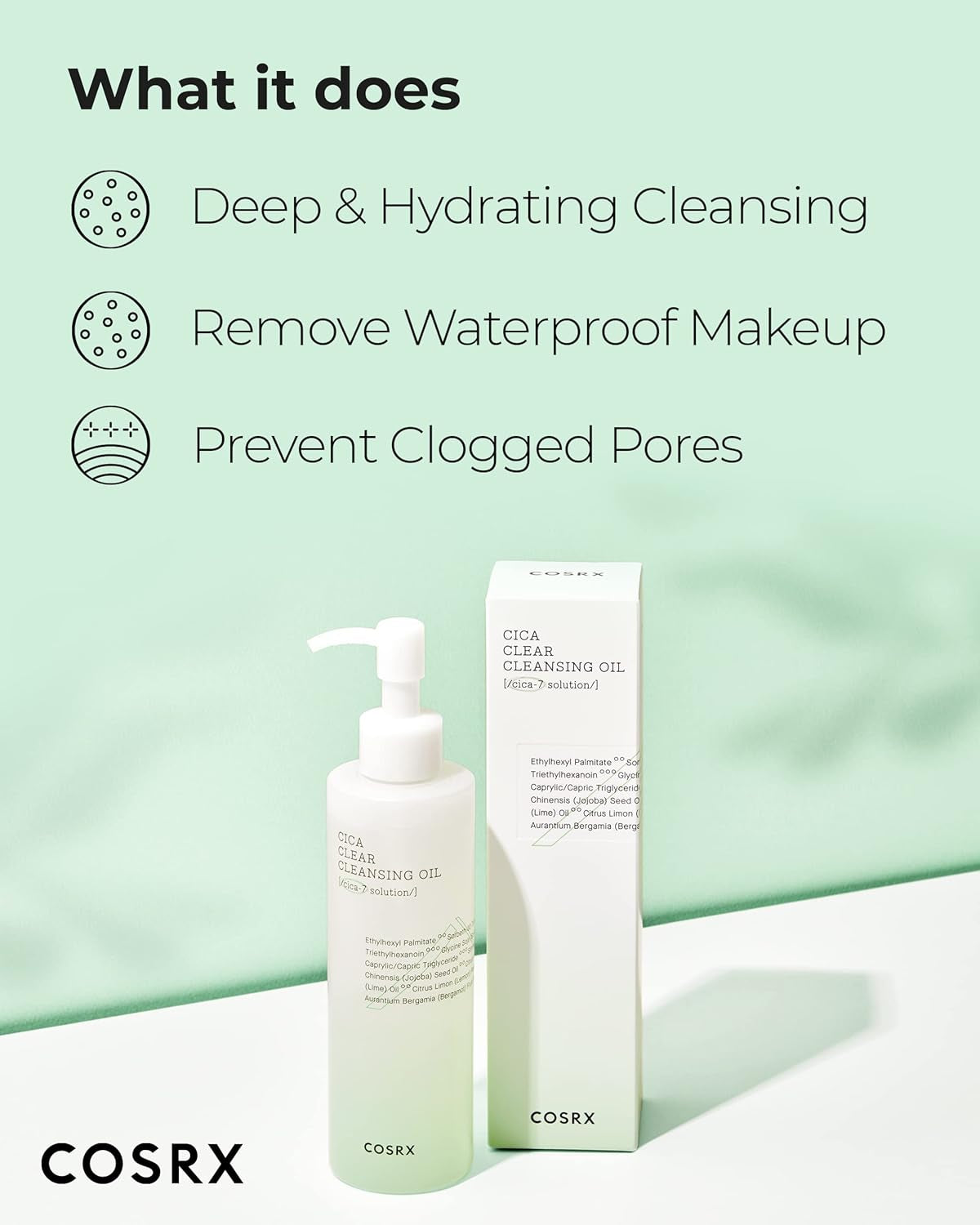 Pure Fit Cica Cleansing Oil, 6.76 Fl. Oz / 200Ml | Light Weight Oil Purifying Centella for Sensitive Skin | CICA-7 Complex, Jojoba Seed Oil