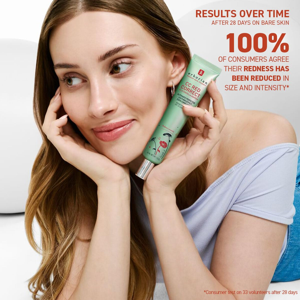 CC Red Color Correcting SPF 25 Green Pigment Cream, Neutralizes Redness, Calms Skin, Lightweight, Tone‑Perfecting Primer, Korean Skincare