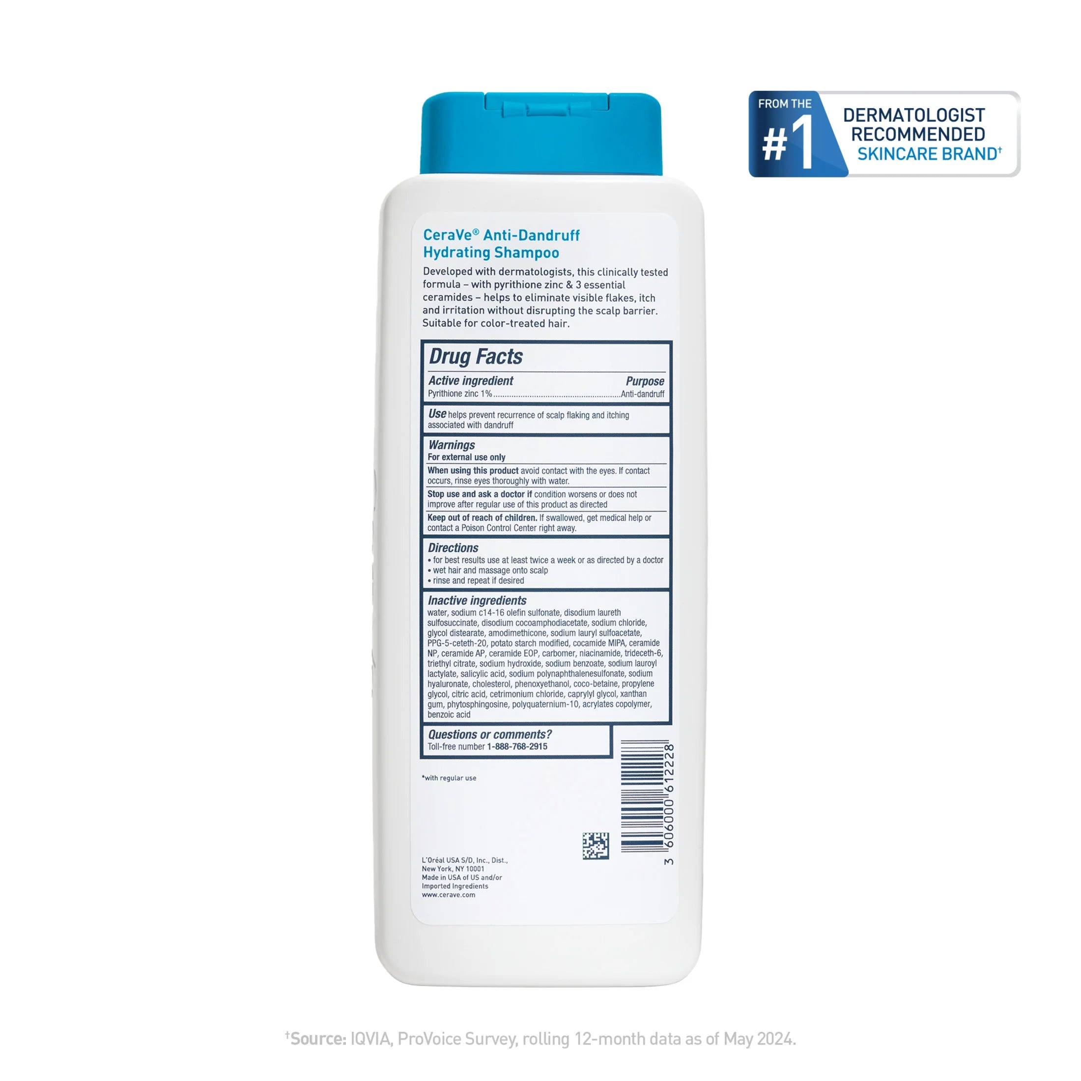 Hydrating anti Dandruff Shampoo Sulfate Free & Color Safe Itchy Scalp Treatment