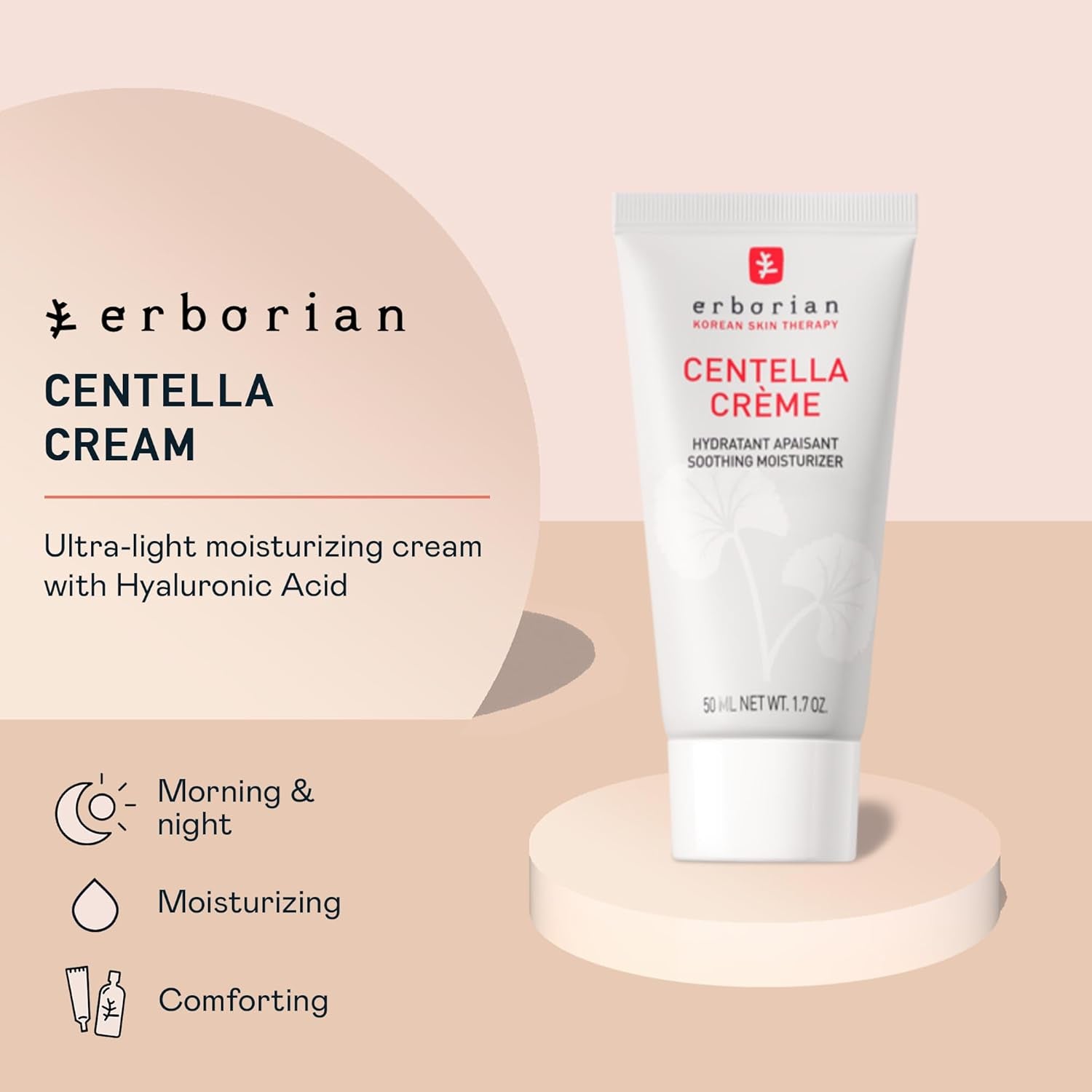 Centella Cream, Soothing Moisturizer, Hydrates for Glowy, Smooth Skin with Shea Butter with Hyaluronic Acid & Glycerin, Korean Skincare