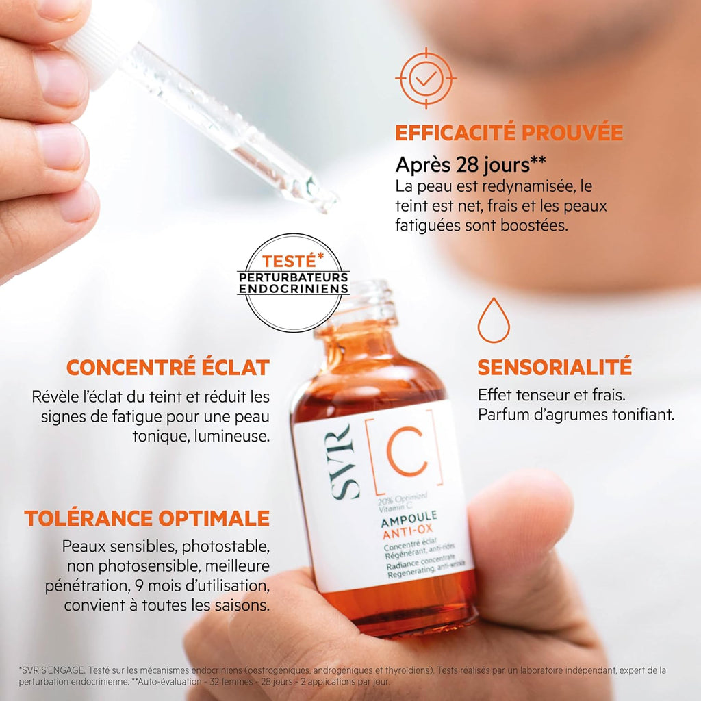 – Ampoule [C] Anti-Ox – Sérum Éclat Antioxydant – Illumine, Lisse Et Unifie Le Teint – Pour Peaux Ternes Et Fatiguées – Vitamine C Optimisée 20%, Acide Hyaluronique – 30 Ml