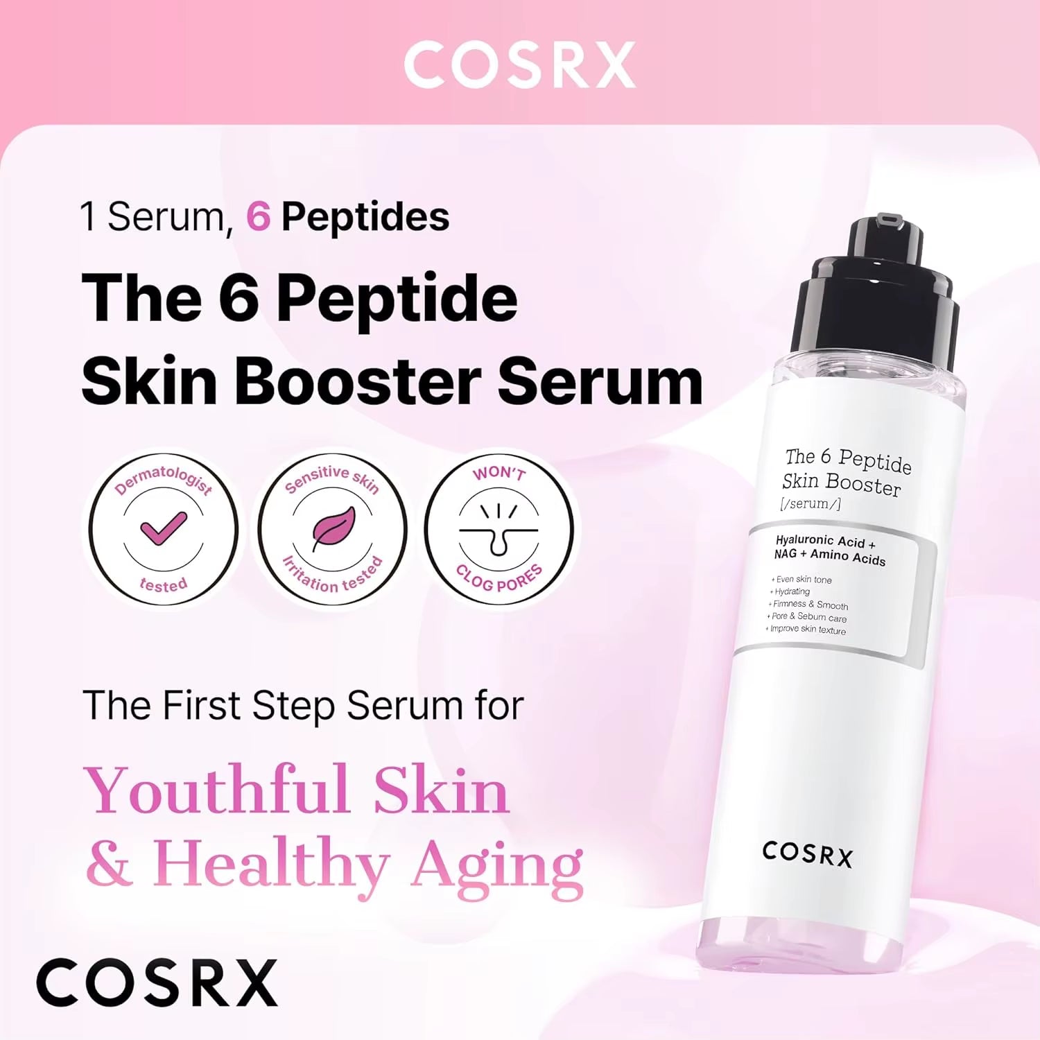 COSRX 6X Peptide Collagen Boosting Toner, Niacinamide & Hyaluronic Acid for All Skin Types, Korean Skincare