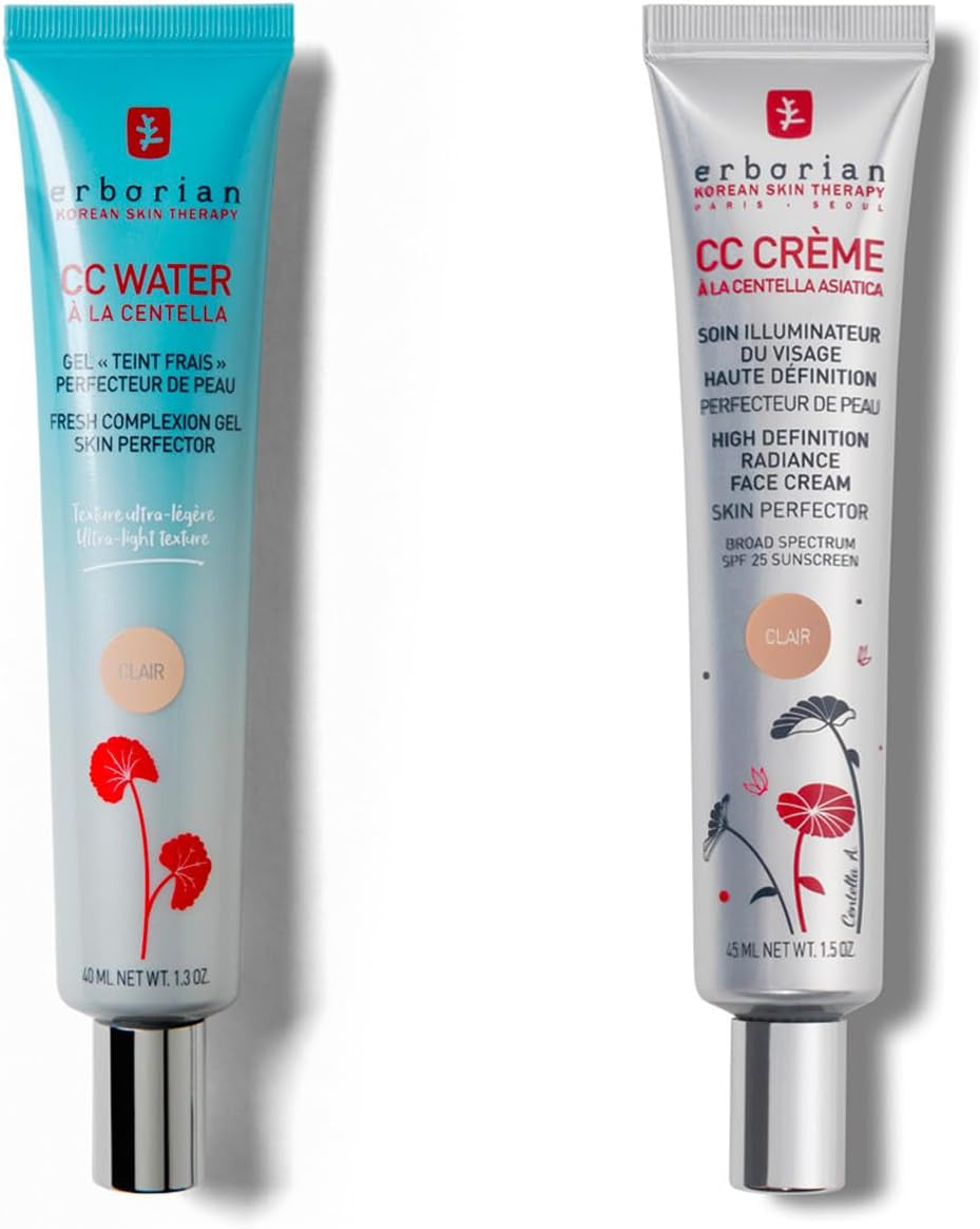 Erborian CC Crème Centella Asiatica - SPF 25 Clair 45Ml + Erborian CC Water Centella Asiatica - CC Water Clair 40Ml.