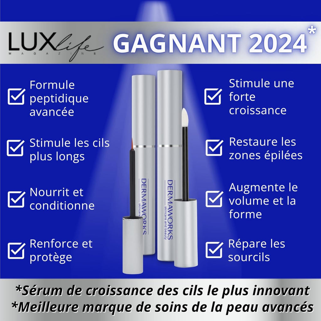 SERUM CILS CROISSANCE 3Ml + SERUM SOURCILS POUSSE 5Ml – Duo Sérum Naturel Croissance Rapide Pour Regard Intense – Longueur Des Cils Et Densité Des Sourcils – Femmes Et Hommes –