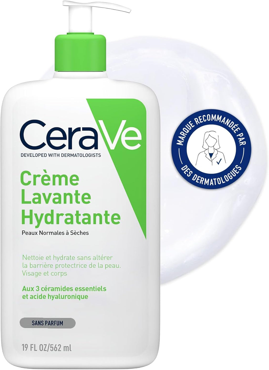 Cerave - Crème Lavante Hydratante 236Ml + Lait Hydratant 20Ml | Crème Lavante Hydratante 24H Nettoyant Visage & Corps À L'Acide Hyaluronique Sans Savon Pour Peaux Normales À Très Sèches