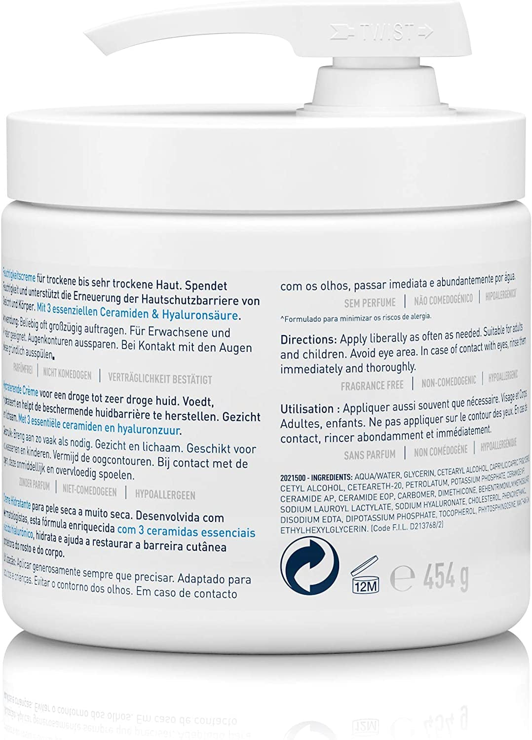 - Baume Hydratant Corps Et Visage - Peau Sèche, Très Sèche Et Atopique - 48H D'Hydratation - Acide Hyaluronique + 3 Céramides - Texture Riche, Non Collante - Sans Parfum, Non Comédogène